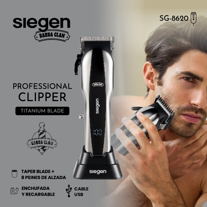 CORTAPELOS CLIPPER SG-8620, CARGA RAPIDA+ 8 PEINES DE ALZADA - 4