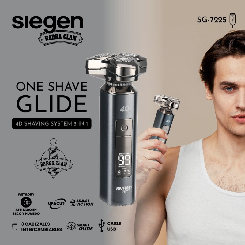 AFEITADORA TRIMMER SG-7225 3EN1 HUMEDO/SECO 4D PANTALLA LED - 4