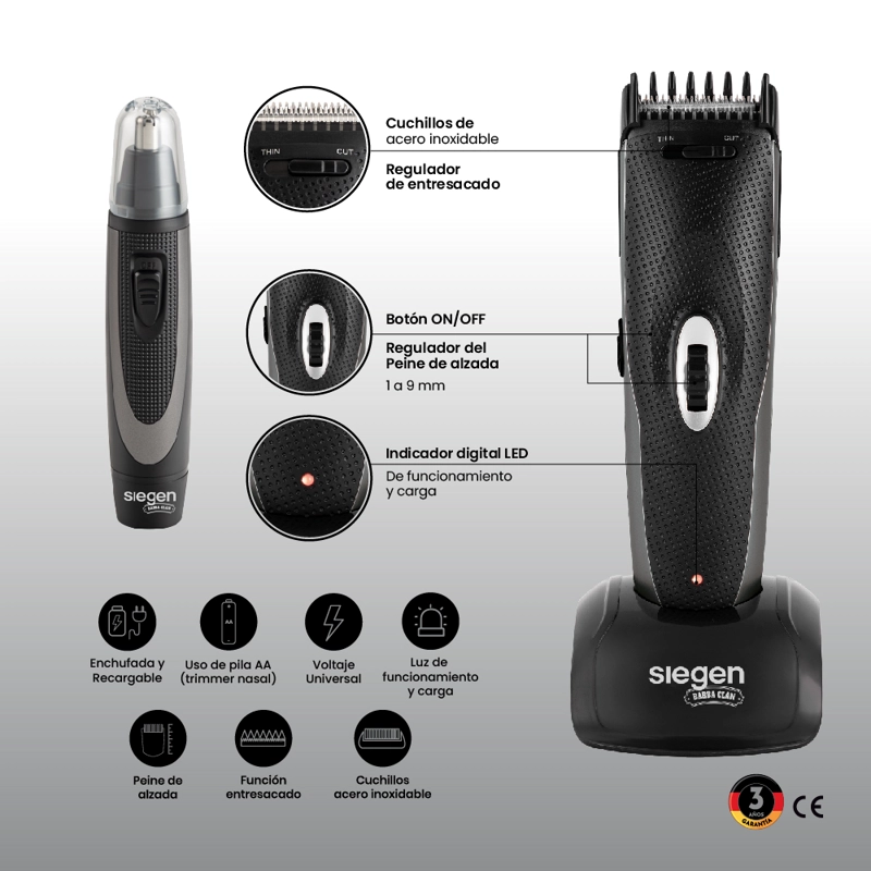 CORTAPELOS TRIMMER SG-8410C01 ENCHUFADA Y RECARGABLE - 8