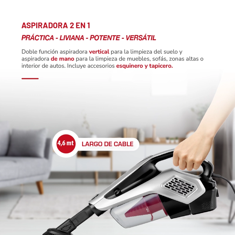 ASPIRADORA BARREDORA THOMAS TH-1022C 2 EN 1 CON CABLE - 3