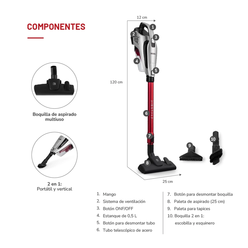 ASPIRADORA BARREDORA THOMAS TH-1022C 2 EN 1 CON CABLE - 5