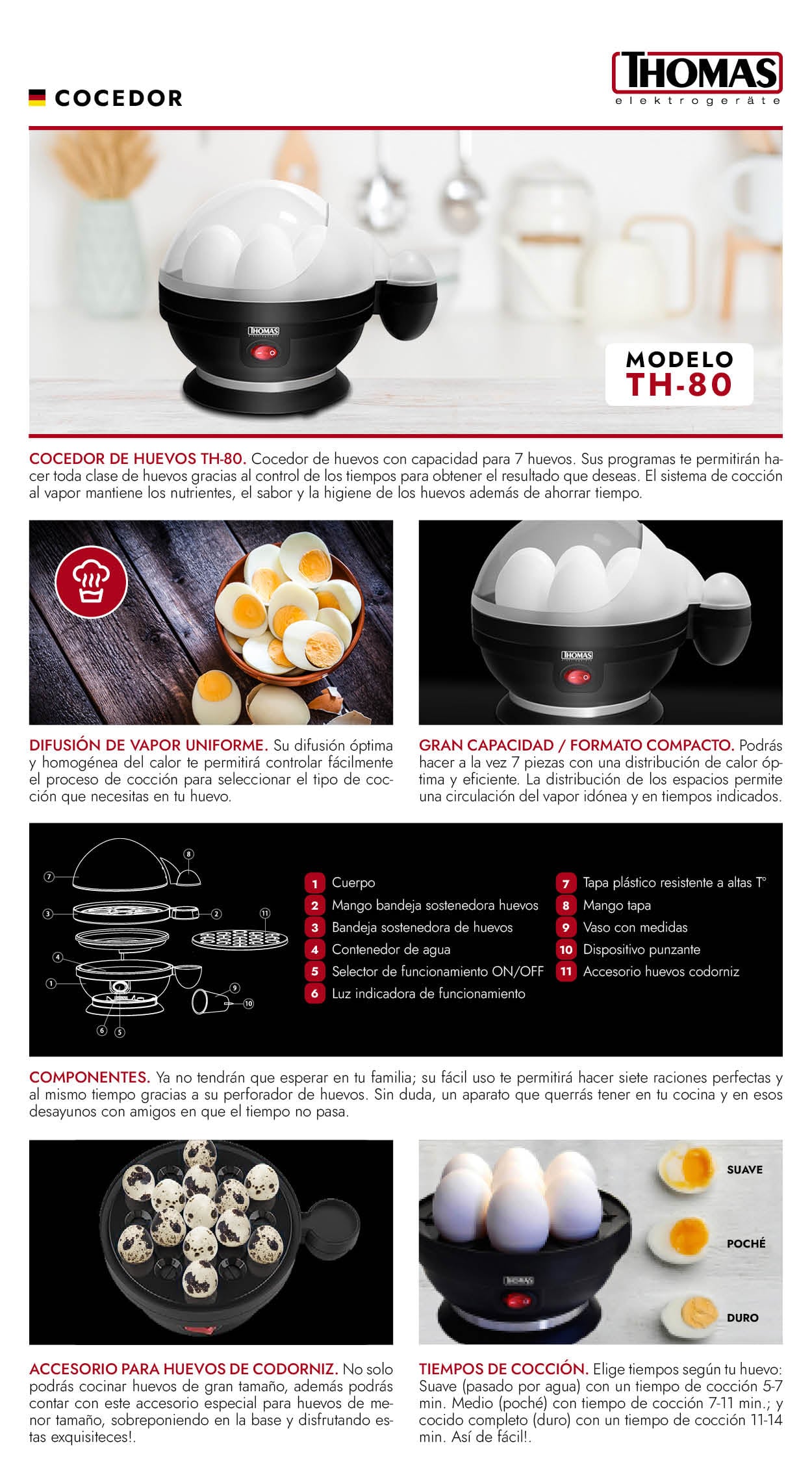 COCEDOR DE HUEVOS TH-80 7 HUEVOS - 9