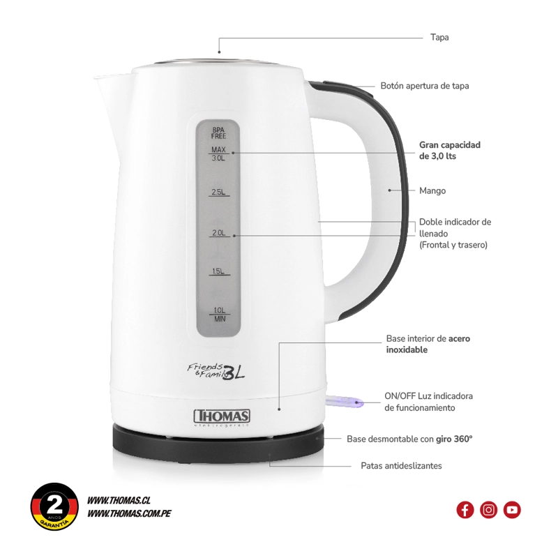 HERVIDOR FAMILY & FRIENDS TH-4351 DE 3,0 LTS - 6