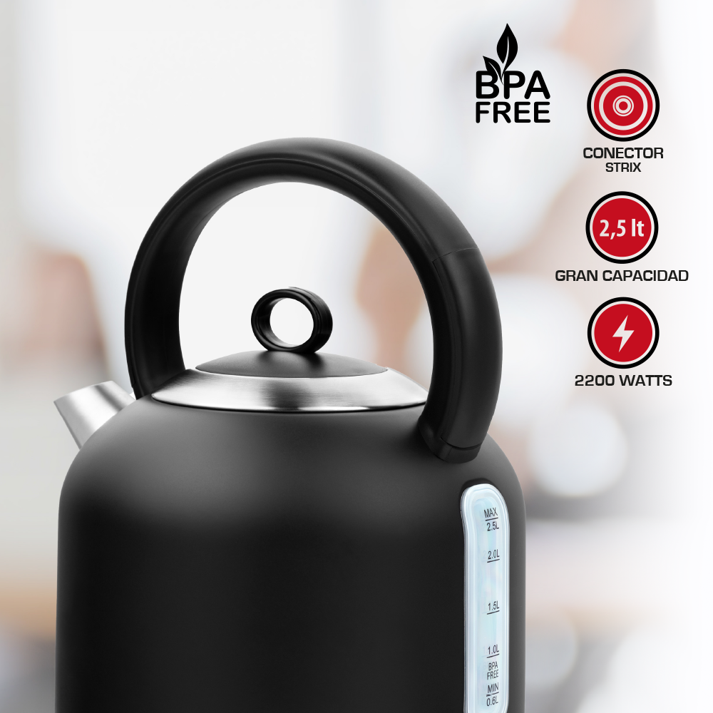 HERVIDOR NEGRO MATE 2.5 LTS TH-6510N - 4