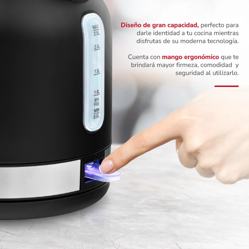 HERVIDOR NEGRO MATE 2.5 LTS TH-6510N - 4