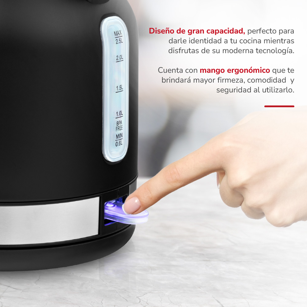HERVIDOR NEGRO MATE 2.5 LTS TH-6510N - 5