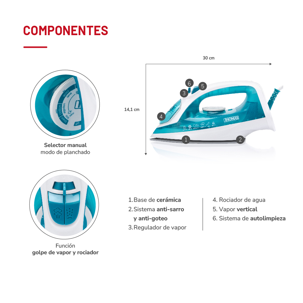 PLANCHA VAPOR THOMAS 2200W VERTICAL TH-7055 - 6