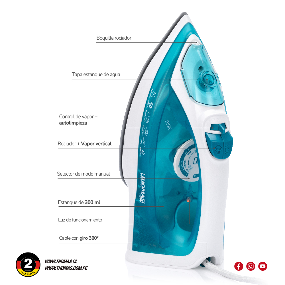 PLANCHA VAPOR THOMAS 2200W VERTICAL TH-7055 - 7