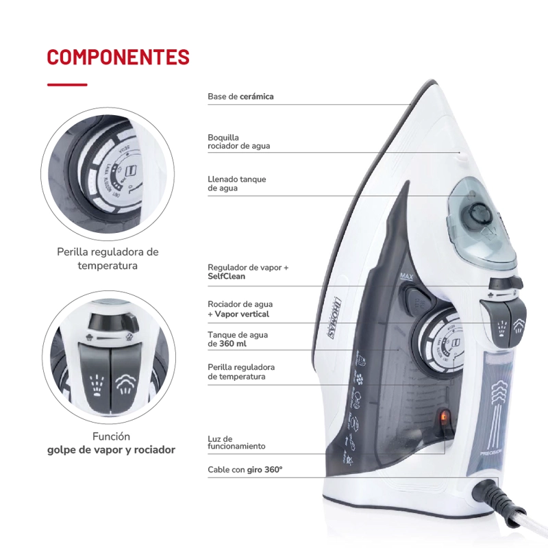 PLANCHA VAPOR THOMAS 2200W VERTICAL TH-7060 - 5