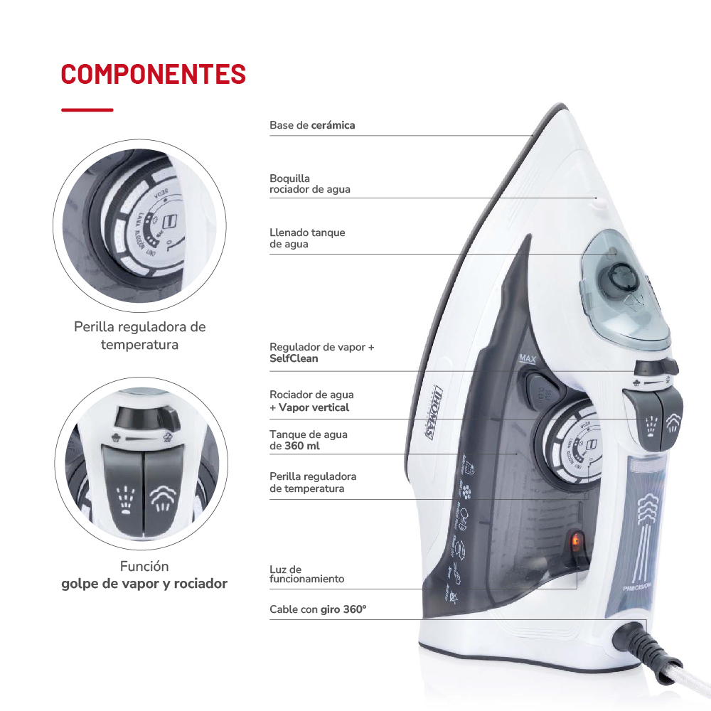 PLANCHA VAPOR THOMAS 2200W VERTICAL TH-7060 - 6