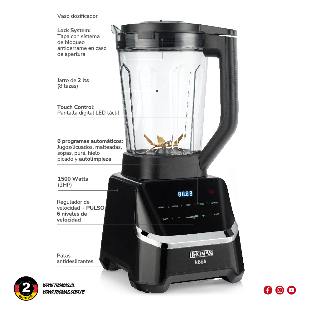LICUADORA KÖÖK PRO 2HP TH-860D - 7