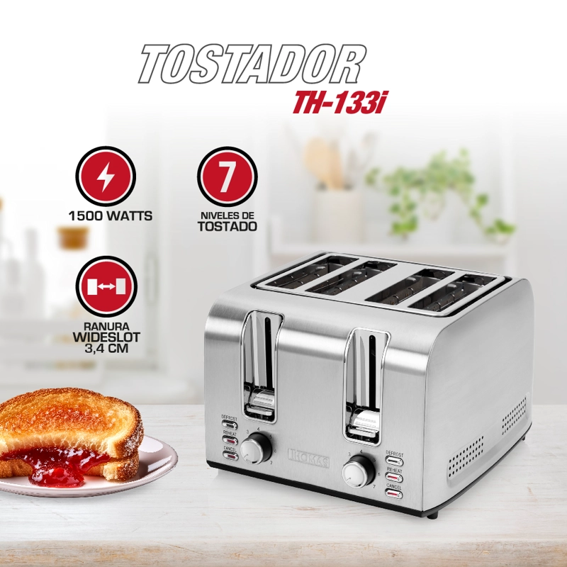 TOSTADOR 4 REBANADAS ACERO INX TH-133I - 2