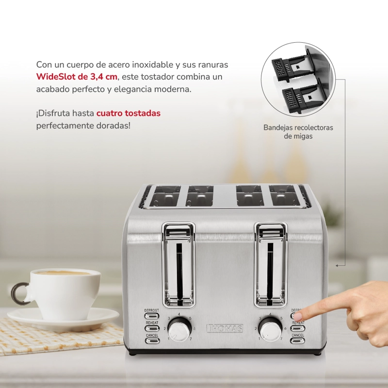 TOSTADOR 4 REBANADAS ACERO INX TH-133I - 3