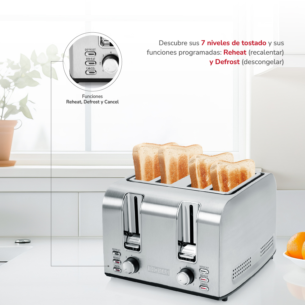 TOSTADOR 4 REBANADAS ACERO INX TH-133I - 5