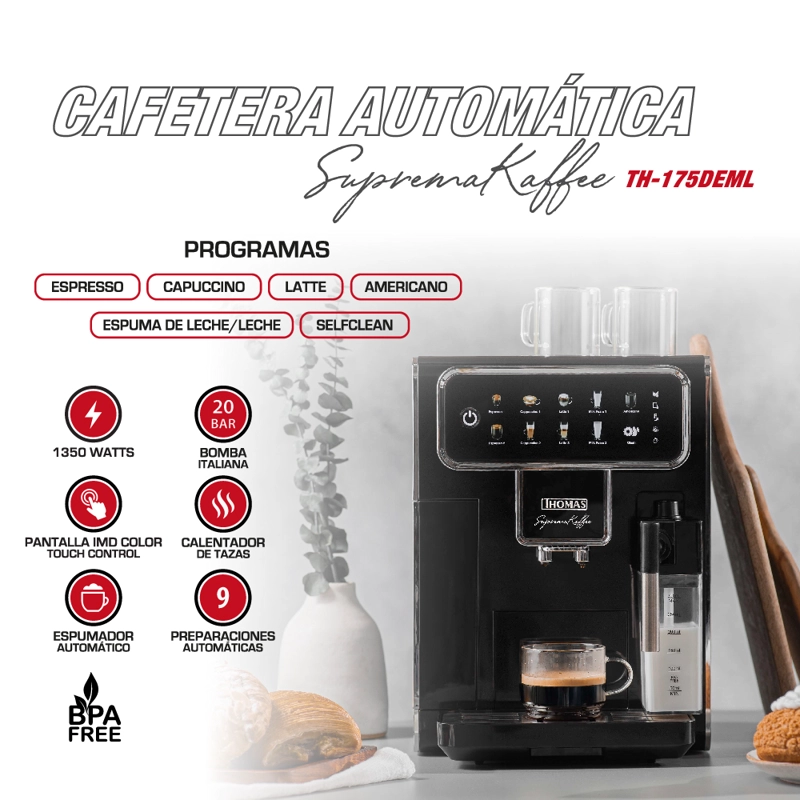 CAFETERA AUTOMATICA SUPREMAKAFFEE TH-175DEML - 2