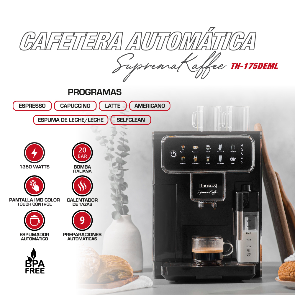 CAFETERA AUTOMATICA SUPREMAKAFFEE TH-175DEML - 3