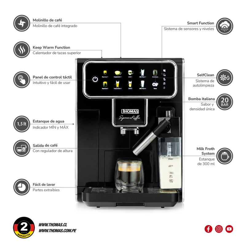 CAFETERA AUTOMATICA SUPREMAKAFFEE TH-175DEML - 6