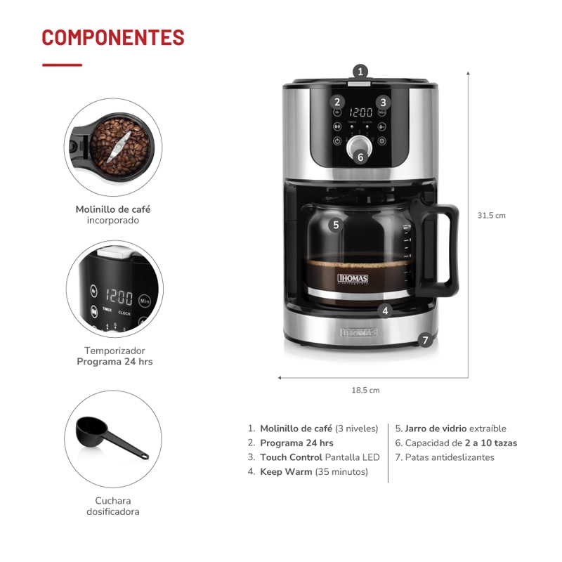 CAFETERA FILTRO AROMAKAFFEE TH-145DMI - 5