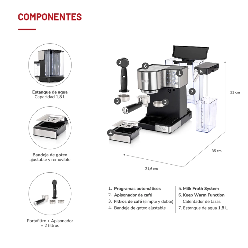 CAFETERA THOMAS EXPRESSO LATEKAFFEE TH-160DELI SÚPER AUTOMÁTICA - 5