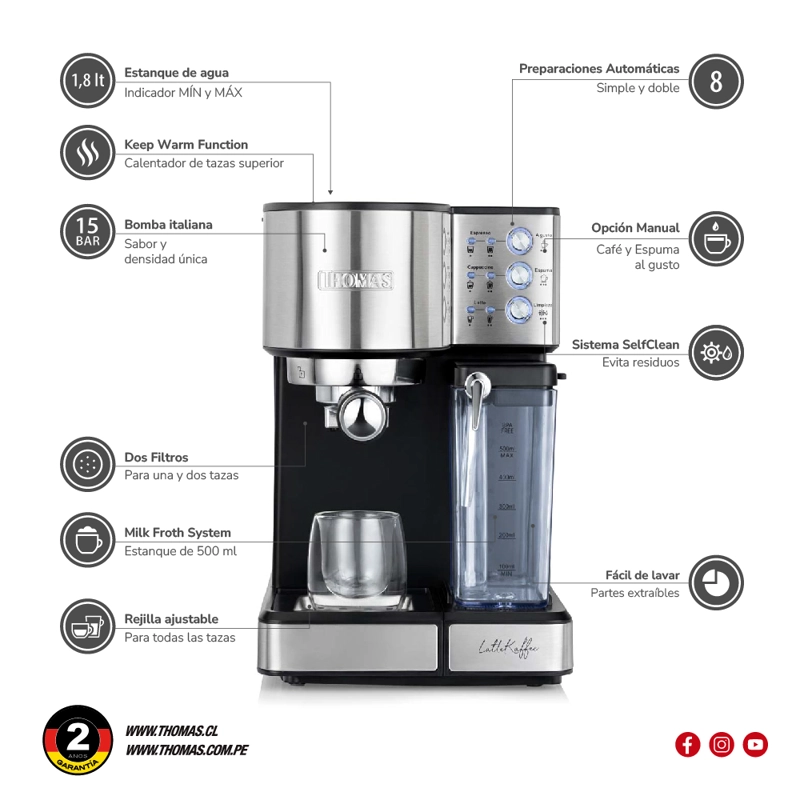 CAFETERA THOMAS EXPRESSO LATEKAFFEE TH-160DELI SÚPER AUTOMÁTICA - 6
