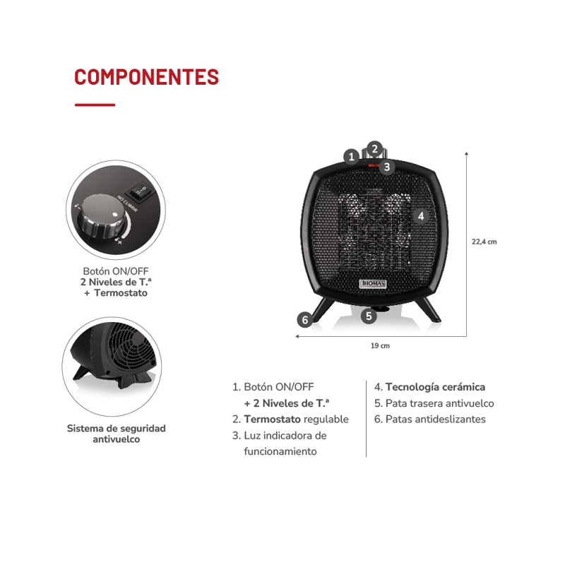 TERMOVENTILADOR CERAMICO THOMAS TH-CH35 - 5