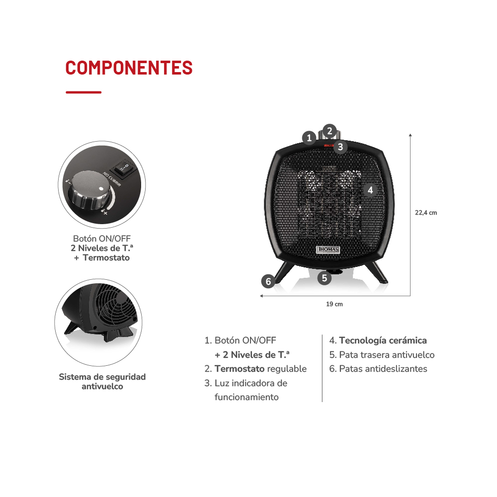 TERMOVENTILADOR CERAMICO THOMAS TH-CH35 - 6