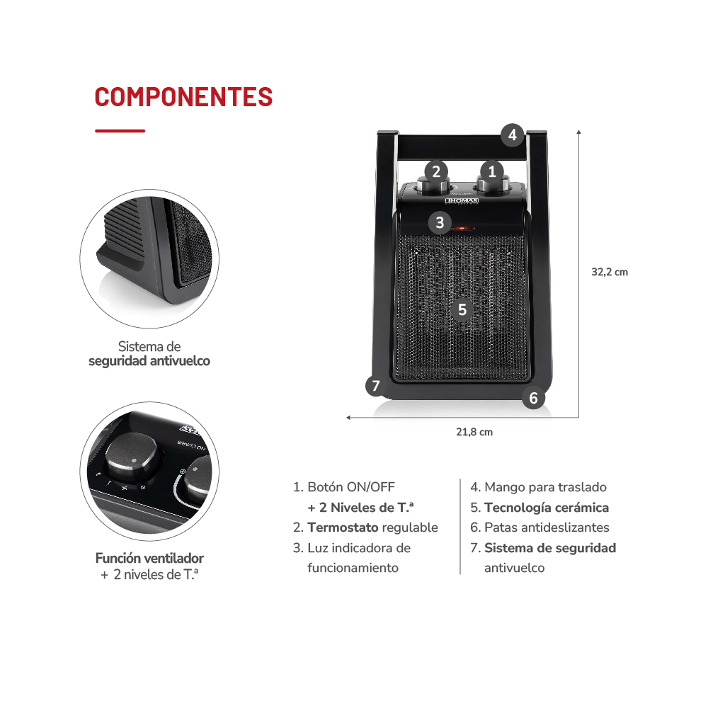 TERMOVENTILADOR CERAMICO THOMAS TH-CH38 - 6