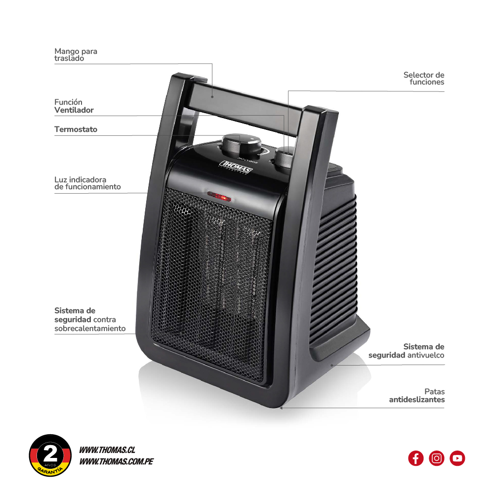 TERMOVENTILADOR CERAMICO THOMAS TH-CH38 - 7