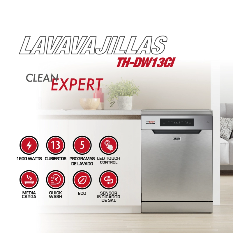 LAVAVAJILLAS 13 CUBIERTOS INOX SILVER TH-DW13CI - 4