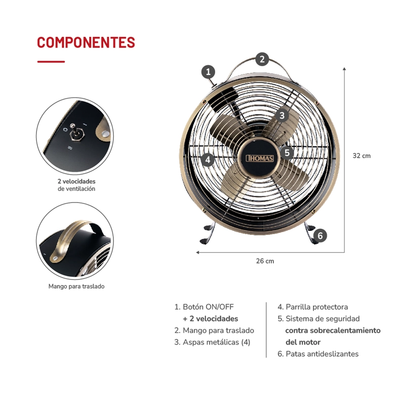 VENTILADOR DE MESA TH-08BNM - 6
