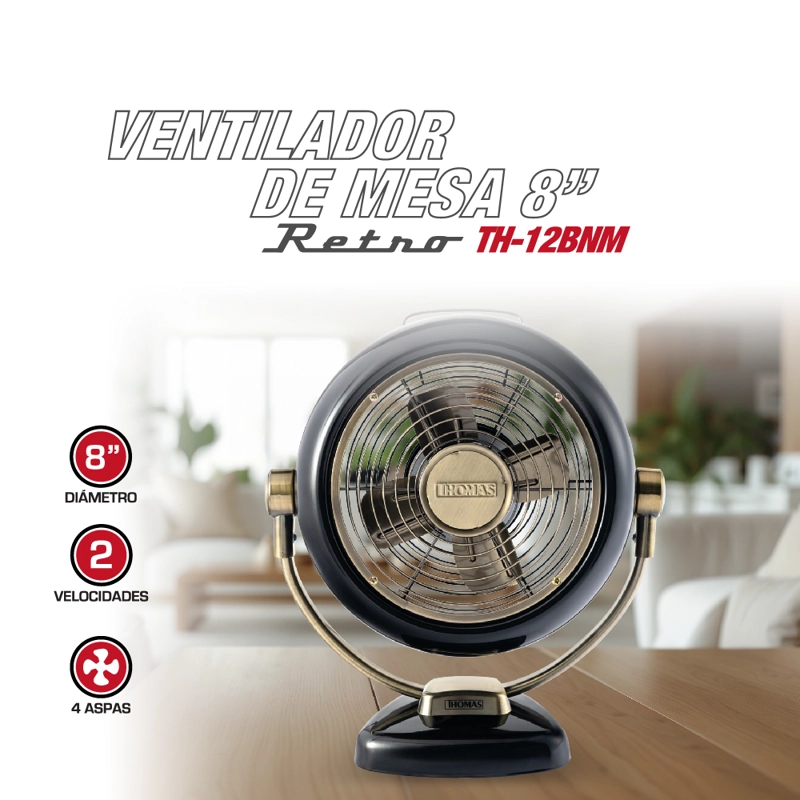 VENTILADOR DE MESA RETRO TH-12BNM - 3