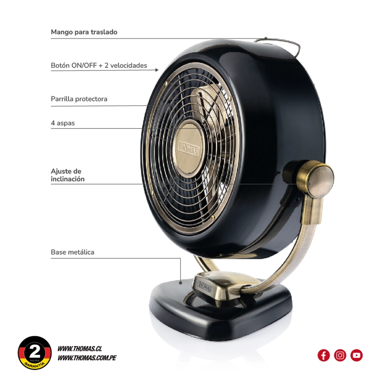 VENTILADOR DE MESA RETRO TH-12BNM - 7