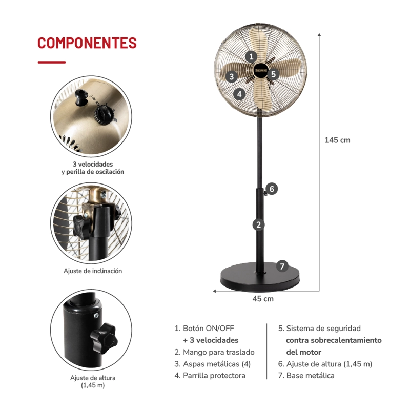 VENTILADOR DE PEDESTAL TH-16BNP - 6