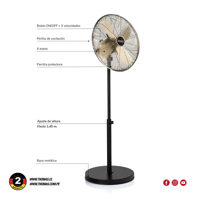 VENTILADOR DE PEDESTAL TH-16BNP - 7