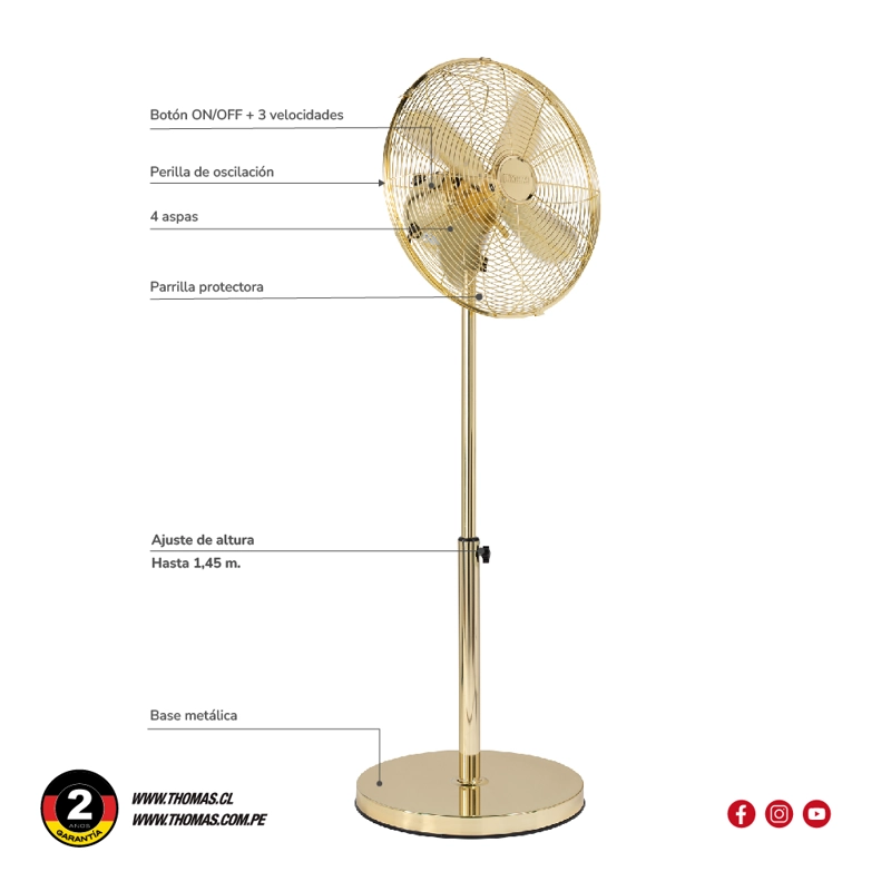 VENTILADOR DE PEDESTAL TH-16DP - 6