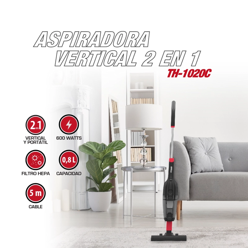 ASPIRADORA VERTICAL THOMAS 2 EN 1, FILTRO HEPA TH-1020C - 3