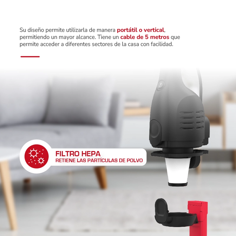 ASPIRADORA VERTICAL THOMAS 2 EN 1, FILTRO HEPA TH-1020C - 5