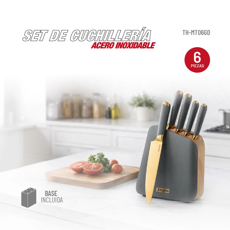 SET TACO DE 6 CUCHILLOS ACERO INOXIDABLE TH-MT06GD - 2