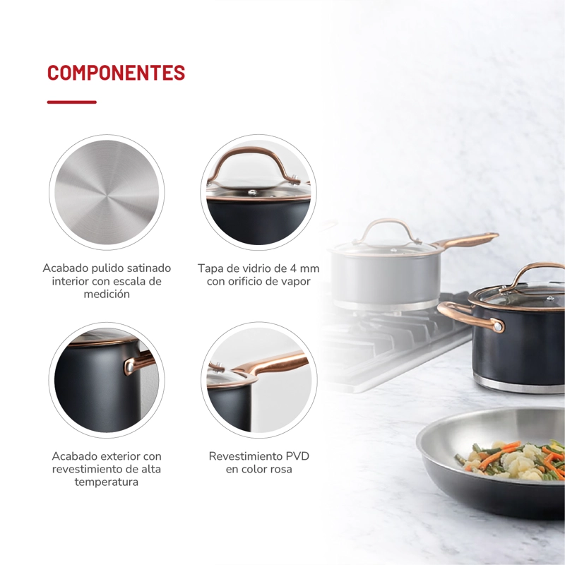 BATERIA DE COCINA ACERO INOX MATE 7PZAS TH-MB07NC - 5