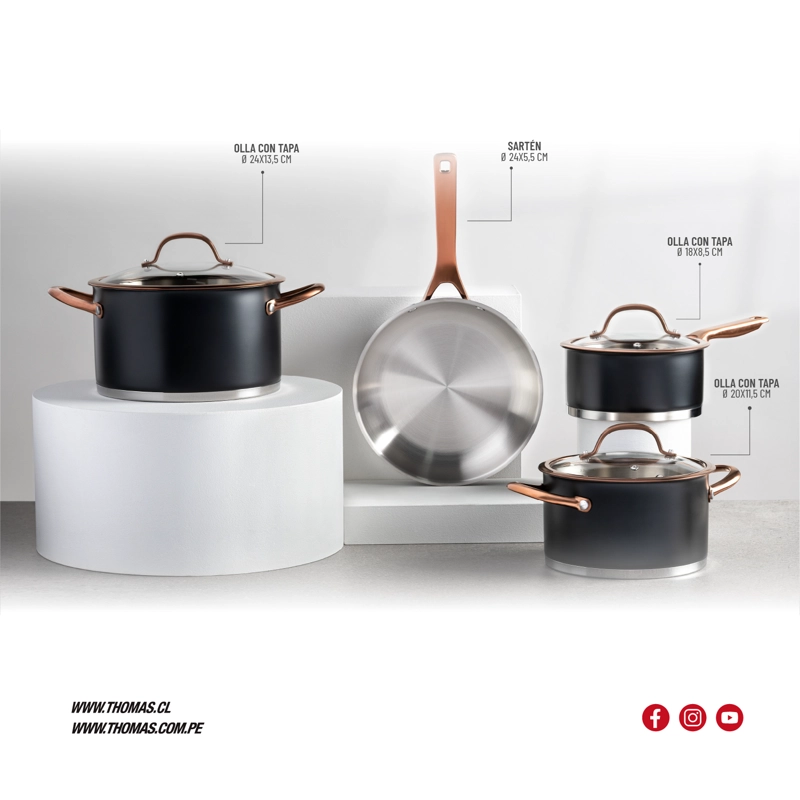 BATERIA DE COCINA ACERO INOX MATE 7PZAS TH-MB07NC - 6