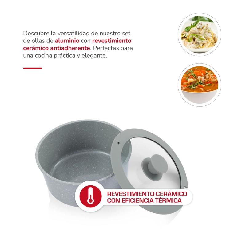 BATERIA DE COCINA ALUMINIO 9 PZAS TH-MB09R - 4