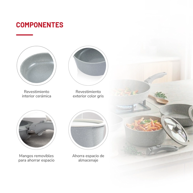 BATERIA DE COCINA ALUMINIO 9 PZAS TH-MB09R - 5
