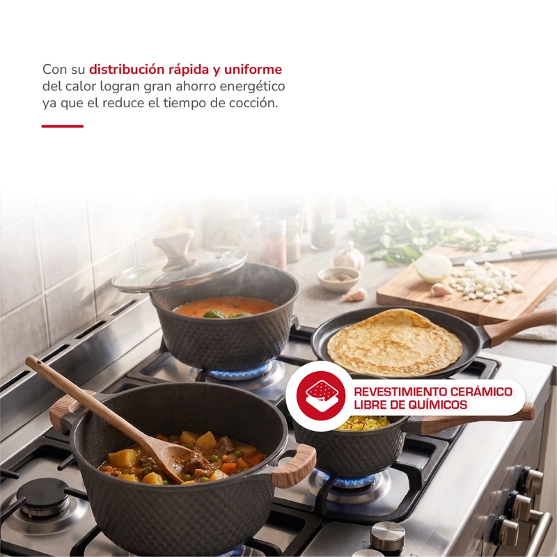 BATERIA DE COCINA ALUMINIO FUNDIDO 7PZAS TH-MB07GM - 3