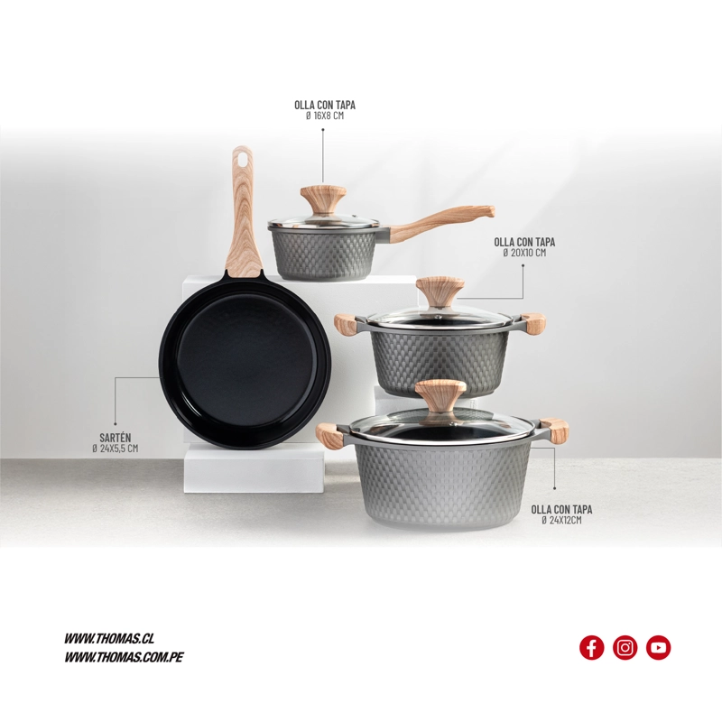 BATERIA DE COCINA ALUMINIO FUNDIDO 7PZAS TH-MB07GM - 6