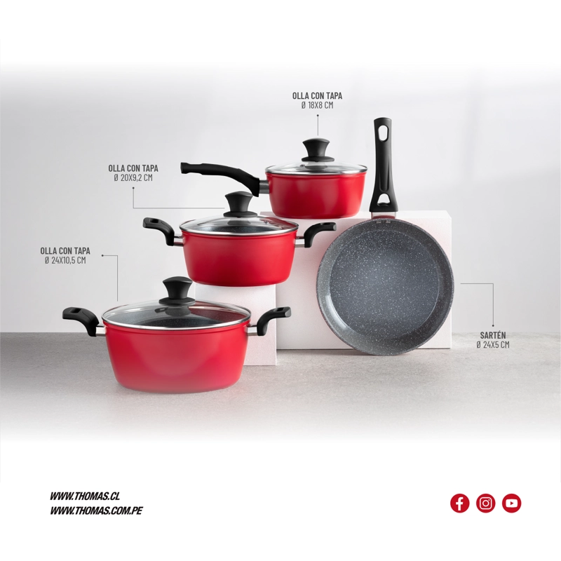 BATERIA DE COCINA ALUMINIO FORJADO 7PZAS TH-MB07RN - 5