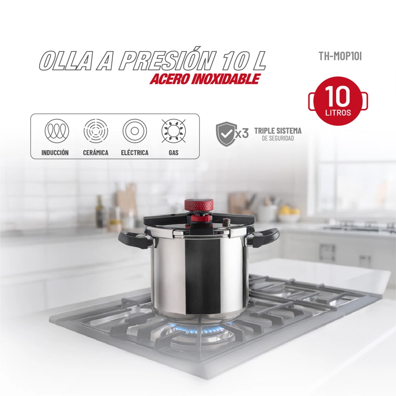 OLLA A PRESION ACERO INOXIDABLE 10LTS TH-MOP10I - 2