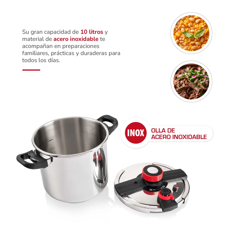 OLLA A PRESION ACERO INOXIDABLE 10LTS TH-MOP10I - 4