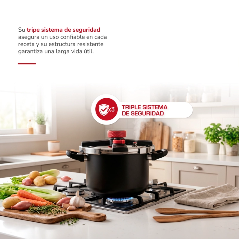 OLLA A PRESION ACERO INOXIDABLE NEGRO 8LTS TH-MOP08N - 3
