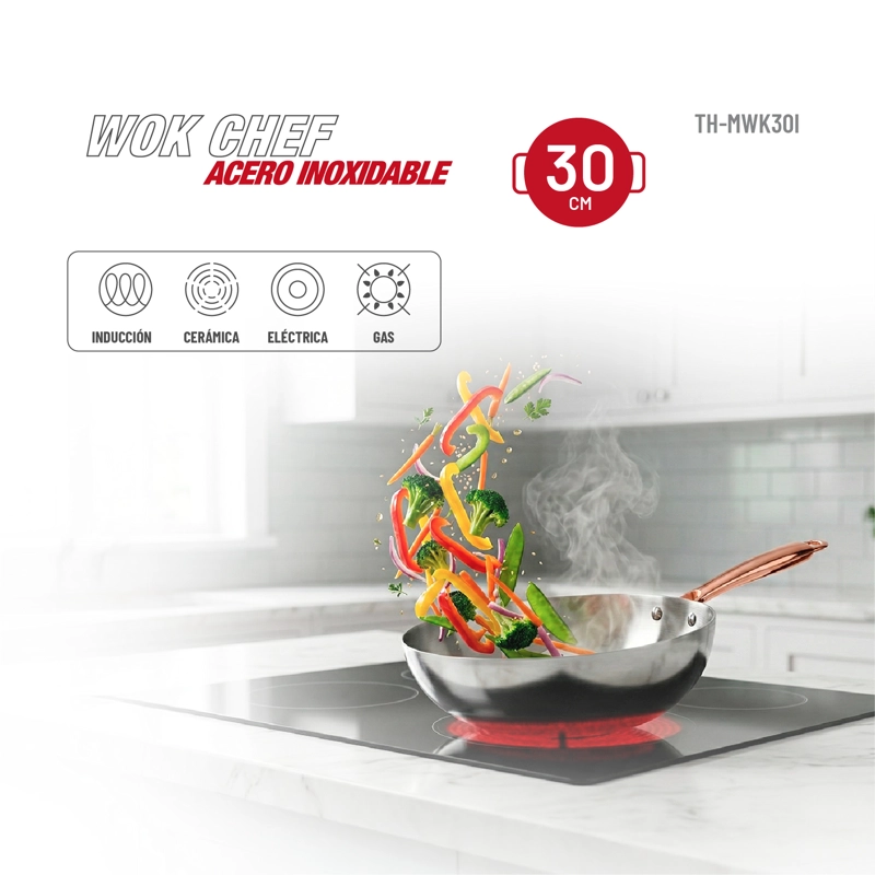 WOK 30CM ACERO INOXIDABLE TH-MWK30I - 2