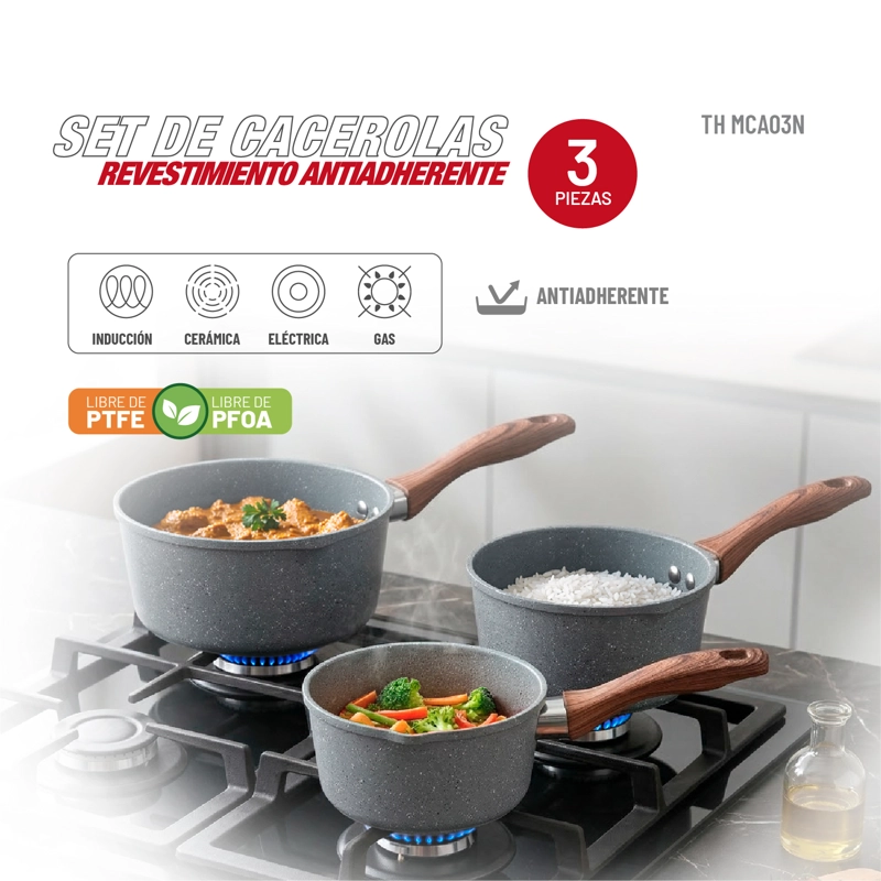 SET DE OLLAS ANTIADHERENTE TH-MCA03N - 2